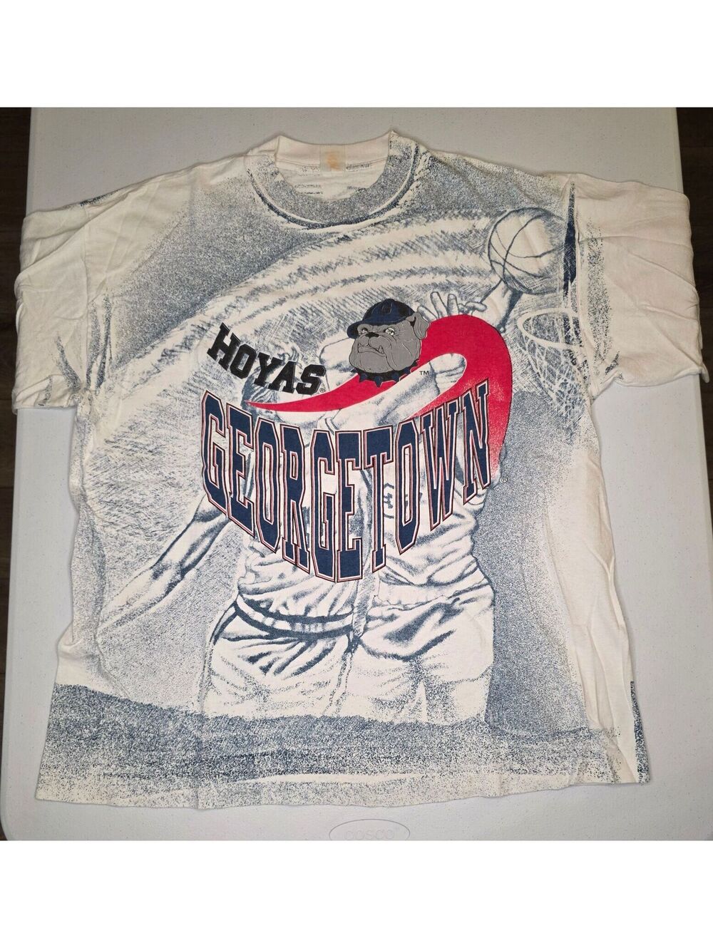 90s NCAA Georgetown Hoyas Basketball AOP Single Stitch Tee